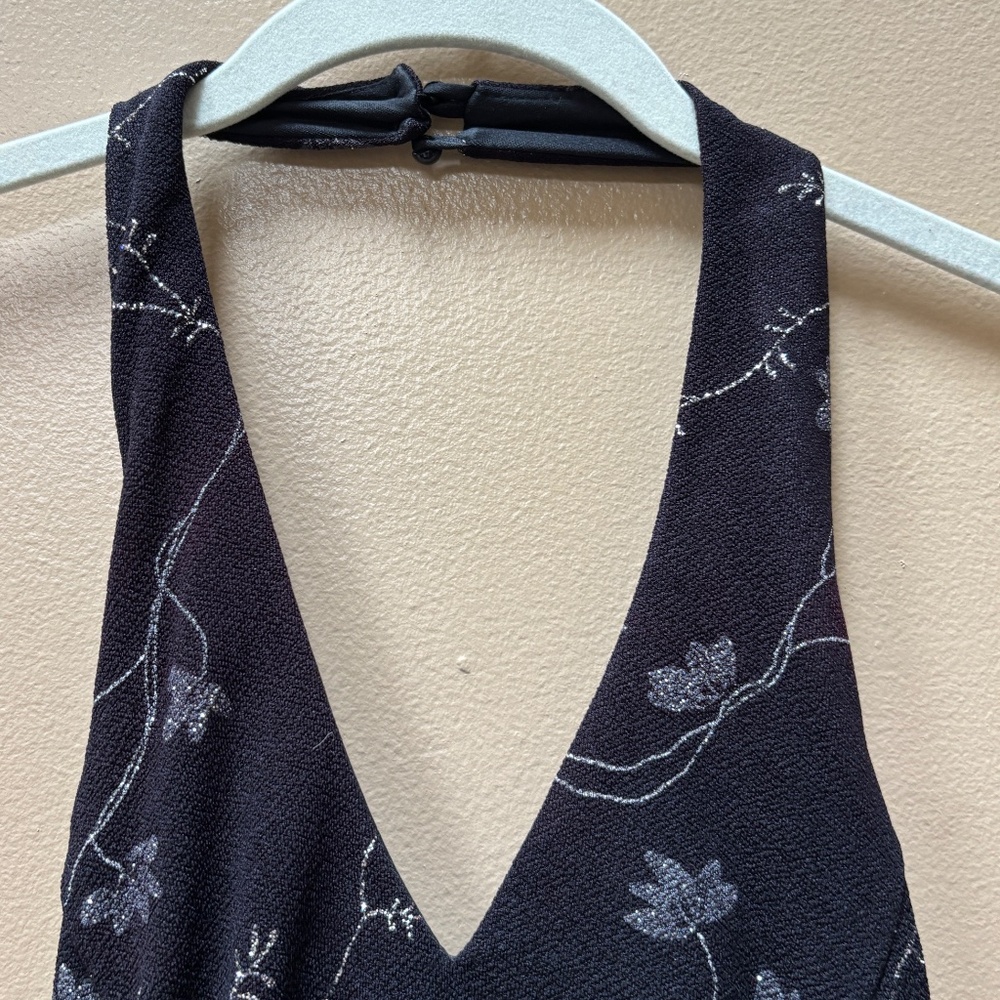 Scott McClintock Millennium 2000 Black/Silver Maxi Vintage Halter Dress Size 6 - Picture 3 of 13